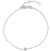 14k White Gold Diamond cut Bead Bracelet with .03 ct Diamond Accent
