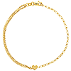 14k Yellow Gold Double Rolo and Paper Clip Heart Bracelet