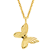 14k Yellow Gold Tiny Fluted Butterfly Necklace