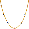 14k Yellow Gold Tri-colored Enamel Bead Saturn Chain Necklace