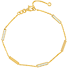 14k Yellow Gold White Enamel Alternating Bar Station Bracelet