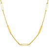 14k Yellow Gold White Enamel Alternating Bar Station Necklace