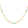 14k Yellow Gold Turqoise Enamel Alternating Bar Station Necklace