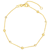 14k Yellow Gold Bezel Diamond and Bead Station Bracelet 7.25in