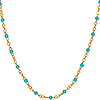 14k Yellow Gold Turquoise Enamel Bead Piatto Link Necklace