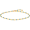 14k Yellow Gold Turquoise Enamel Bead Piatto Link Anklet