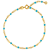 14k Yellow Gold Turquoise Enamel Bead Piatto Link Bracelet