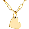 14k Yellow Gold Heart Slender Paper Clip Necklace