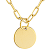 14k Yellow Gold Mini Disc Slender Paper Clip Necklace