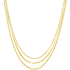 14k Yellow Gold Rolo Paper Clip Curb Chain Three Strand Necklace 18in