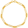 14k Yellow Gold Hollow Mixed Round and Paper Clip Link Bracelet 7.5in