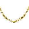 14k Yellow Gold Hollow Five Round Links and Paper Clip Chain 18in