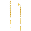 14k Yellow Gold Paper Clip and Rolo Link Dangle Earrings