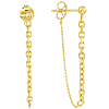 14k Yellow Gold 50/50 Cable Chain Front To Back Earrings