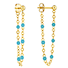 14k Yellow Gold Front to Back Turquoise Enamel Bead Earrings