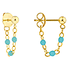 14k Yellow Gold Small Front to Back Turquoise Enamel Bead Earrings
