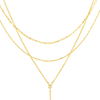 14k Yellow Gold .03 ct tw Diamond Multi Layered Lariat Spike Necklace