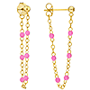 14k Yellow Gold Front to Back Pink Enamel Bead Earrings