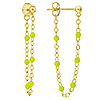 14k Yellow Gold Front to Back Lime Green Enamel Bead Earrings