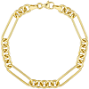 14k Yellow Gold Deluxe Mixed Round and Paper Clip Link Bracelet