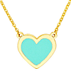 14k Yellow Gold Light Turquoise Enamel Bezel Heart Necklace