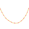 14k Yellow Gold Baby Pink Enamel Bead Piatto Chain Necklace 18in