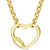 14k Yellow Gold Faux Carabiner Heart on Rolo Necklace