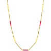 14k Yellow Gold Pink Enamel Alternating Bar Station Necklace