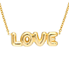 14k Yellow Gold Puffed LOVE Necklace