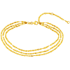 14k Yellow Gold Triple Twist Mariner Link Layered Anklet