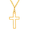 14k Yellow Gold White Enamel Cross Necklace