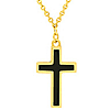 14k Yellow Gold Black Enamel Cross Necklace