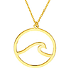 14k Yellow Gold Petite Wave In Circle Necklace