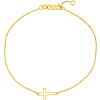 14k Yellow Gold White Enamel Sideways Cross Bracelet