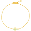 14k Yellow Gold Turquoise Enamel Sideways Cross Bracelet