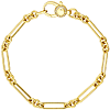 14k Yellow Gold Hollow Mixed Paperclip and Rolo Link Bracelet With Diamond Accents