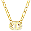 14k Yellow Gold .21 ct tw Diamond Mariner Charm Paper Clip Necklace