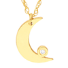 14k Yellow Gold Petite Diamond Crescent Moon Necklace