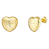14k Yellow Gold Heart Wave Pattern Stud Earrings
