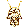 14k Yellow Gold Mini .01 ct Diamond Hamsa Necklace