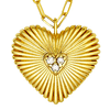 14k Yellow Gold .06 ct tw Diamond Radiant Heart Pendant Necklace