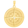 14k Yellow Gold Diamond Compass Pendant 1in