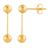 14k Yellow Gold Bead Cable Chain Dangle Post Earrings