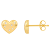 14k Yellow Gold .06 ct tw Diamond Puffy Heart Earrings