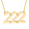 14k Yellow Gold Angel Number 222 Necklace for Alignment