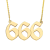 14k Yellow Gold Angel Number 666 Necklace for Reflection