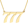 14k Yellow Gold Angel Number 777 Necklace for Luck