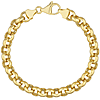 14k Yellow Gold 7.5in Hollow Rolo Chain Link Bracelet 8mm Thick