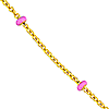 14k Yellow Gold Pink Enamel Bead Saturn Chain Necklace