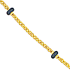 14k Yellow Gold Gray Enamel Bead Saturn Chain Necklace